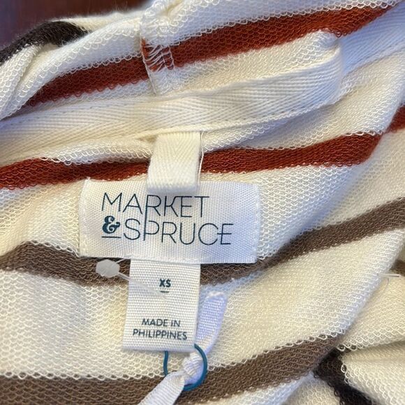 Market & Spruce rust green striped hooded long sleeve sweatshirt Size XS New - Picture 7 of 9